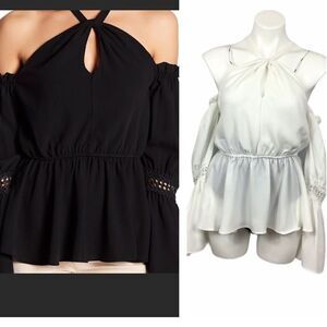Garcia White Off The Shoulder L/Sleeve Peplum Top